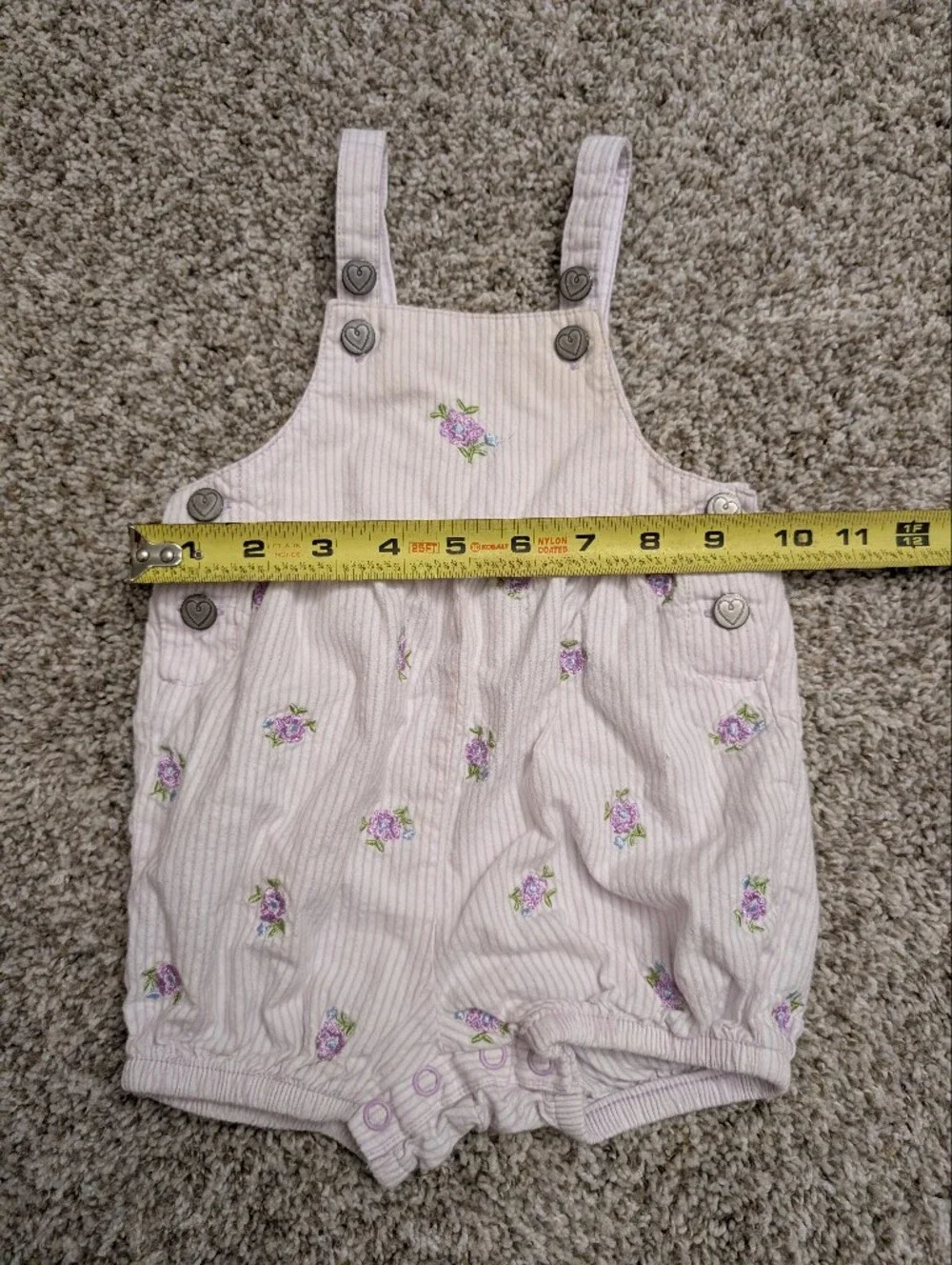 Pink Floral Stripe Cotton Romper Overalls for Babies Sz 9 Mo Bloomers